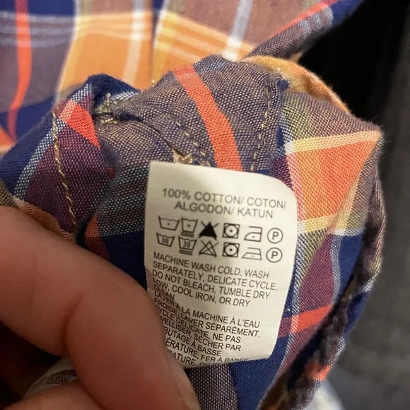 Lucky Brand Blue and Orange Plaid Casual Button Down Shirt Men’s Size L - Picture 6 of 6